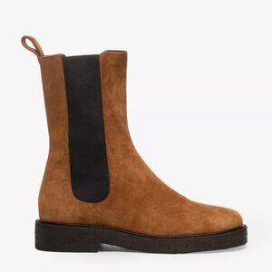 $450 STAUD Palamino Chelsea Boot PLATFORM TEXTURE SUEDE TAN BLACK 42 (SE38)